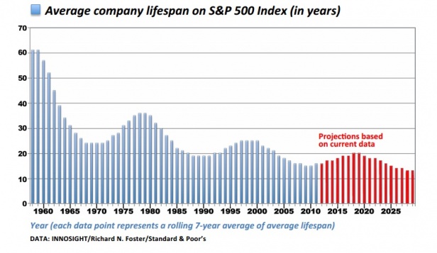 Average company lifespan S&P 500