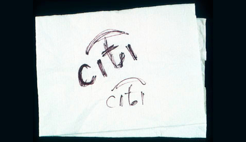 Sketch of city group by Paula Scher, 1998