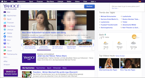 Unklar und viel bei Yahoo!, google gewinnt